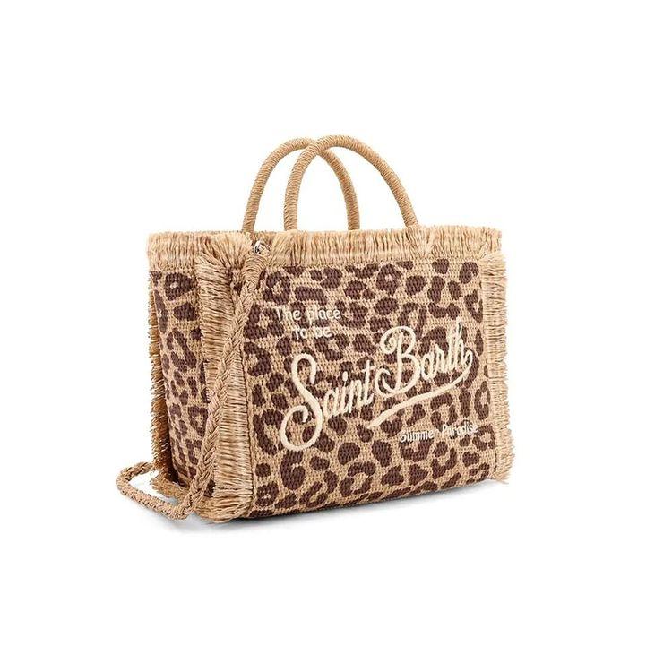 MC2 SAINT BARTH Colette Raffia Leopard bež ženska torba