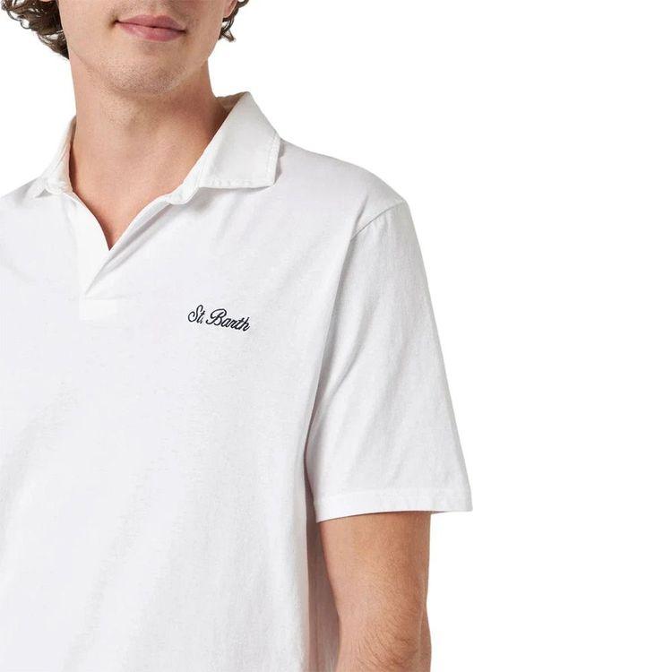 MC2 SAINT BARTH bijela polo muška majica sa teget izvezenim logom