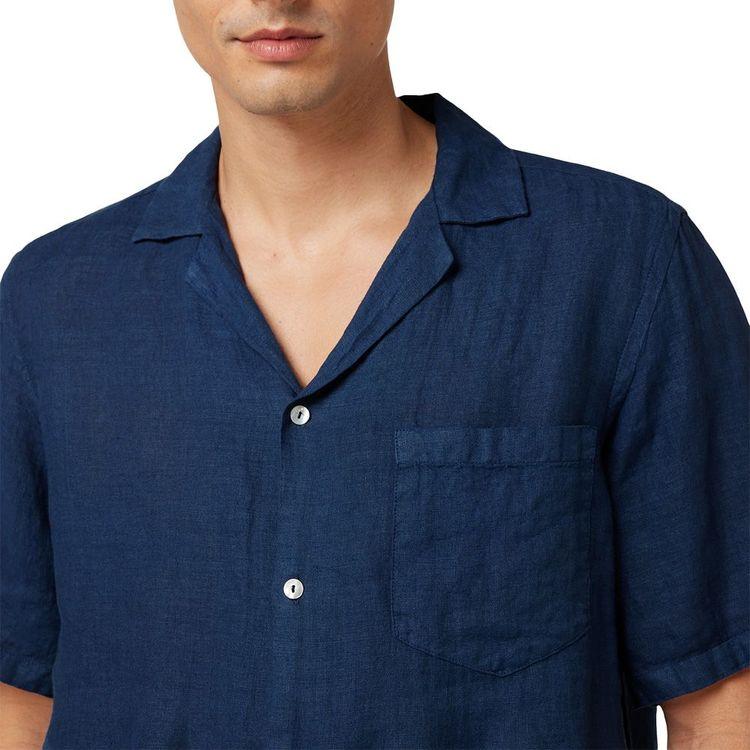 MC2 SAINT BARTH teget muška lanena košulja kratkih rukava