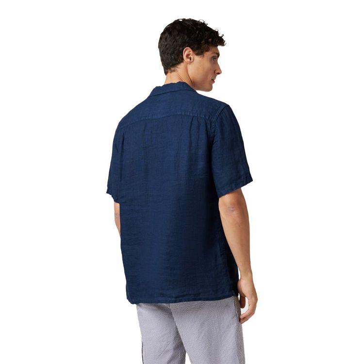 MC2 SAINT BARTH teget muška lanena košulja kratkih rukava