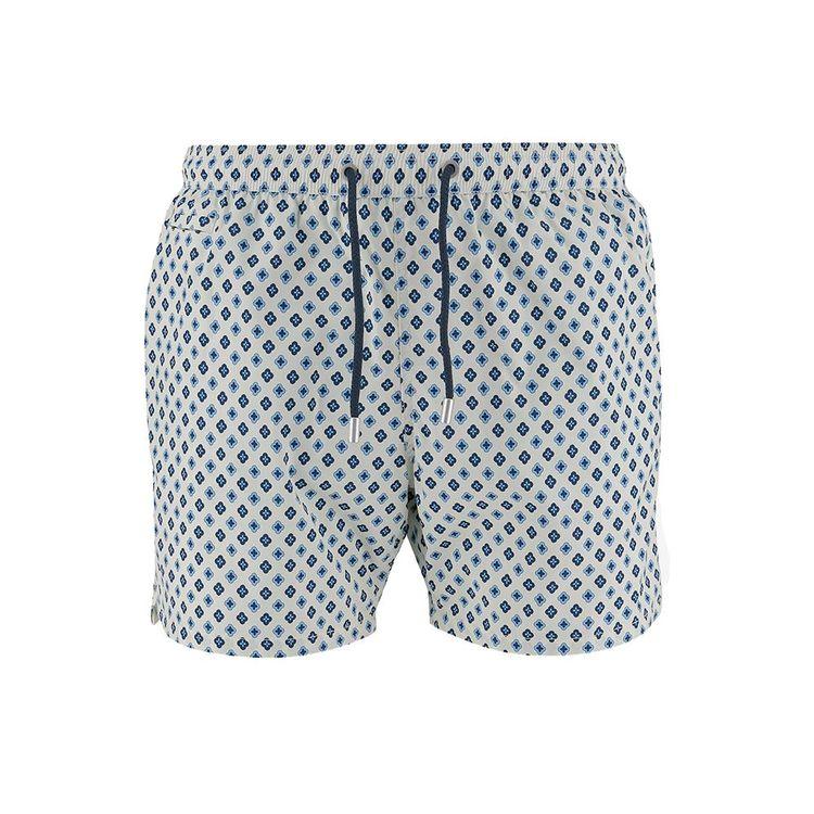 MC2 SAINT BARTH Comfort Light bijeli muški šorts sa mikro cvjetovima