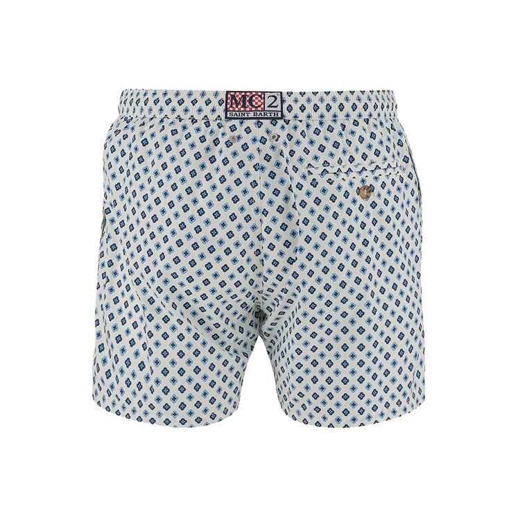 MC2 SAINT BARTH Comfort Light bijeli muški šorts sa mikro cvjetovima