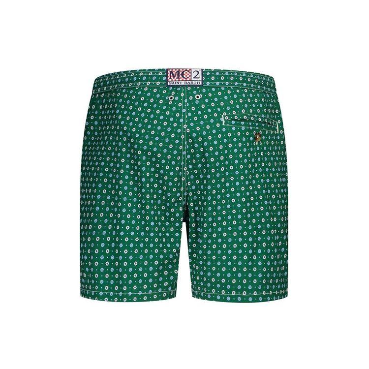 MC2 SAINT BARTH Comfort Light zeleni muški šorts sa micro cvjetovima
