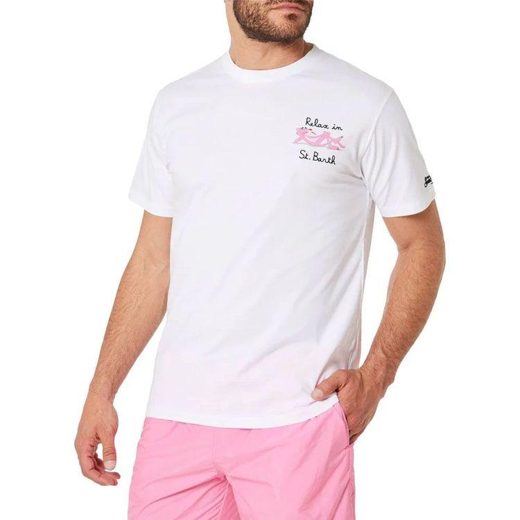 MC2 SAINT BARTH bijela muška majica sa Pink panterom i ispisom "Relax in St. Barth"