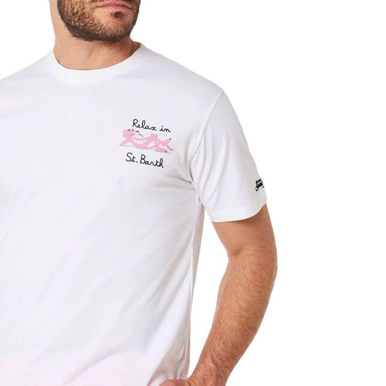 MC2 SAINT BARTH bijela muška majica sa Pink panterom i ispisom "Relax in St. Barth"