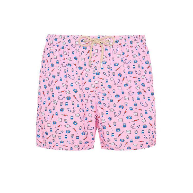 MC2 SAINT BARTH Lightweight roze muški šorts sa „Doctor Job“ printom