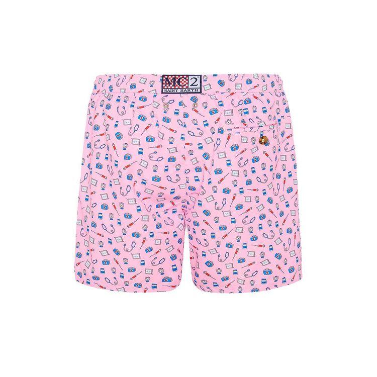 MC2 SAINT BARTH Lightweight roze muški šorts sa „Doctor Job“ printom