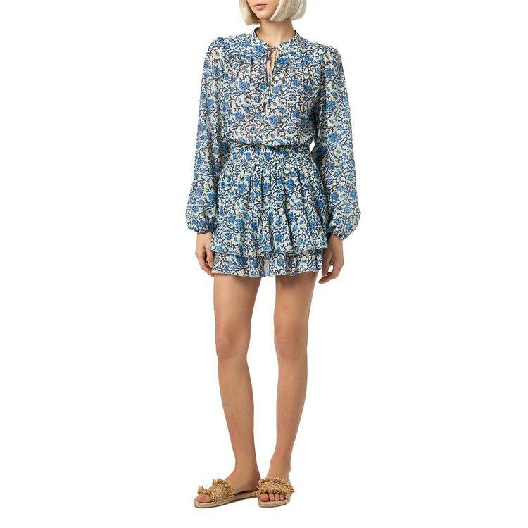 MC2 SAINT BARTH bež ženska bluza sa indigo cvjetnim printom