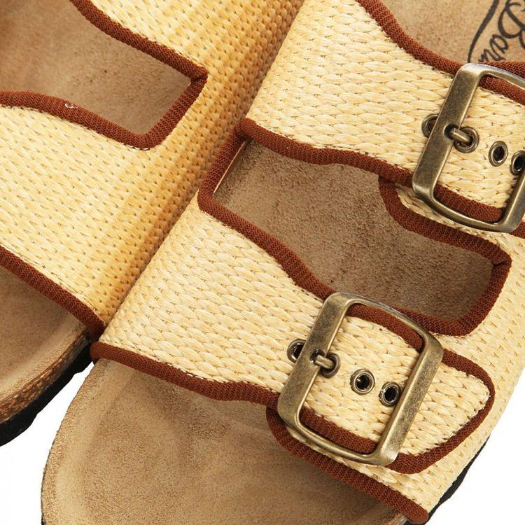 MC2 SAINT BARTH bež ženske papuče sa braon ivicama