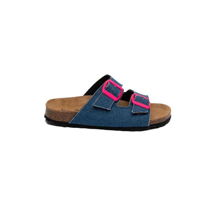 MC2 SAINT BARTH denim ženske papuče sa pink kopčom