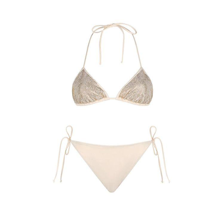 MC2 SAINT BARTH bež trouglasti bikini sa cirkonima