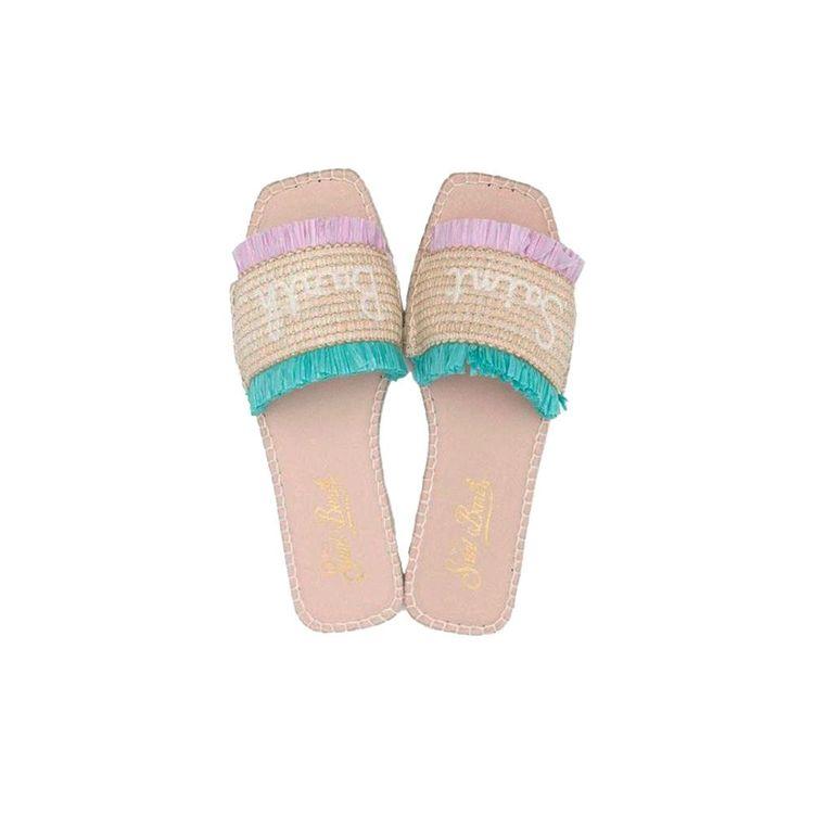 MC2 SAINT BARTH lila-tirkiz ženske papuče sa resama