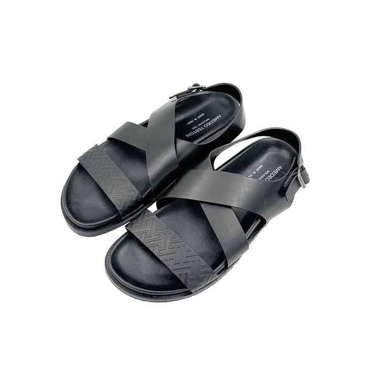 TESTONI crne muške sandale