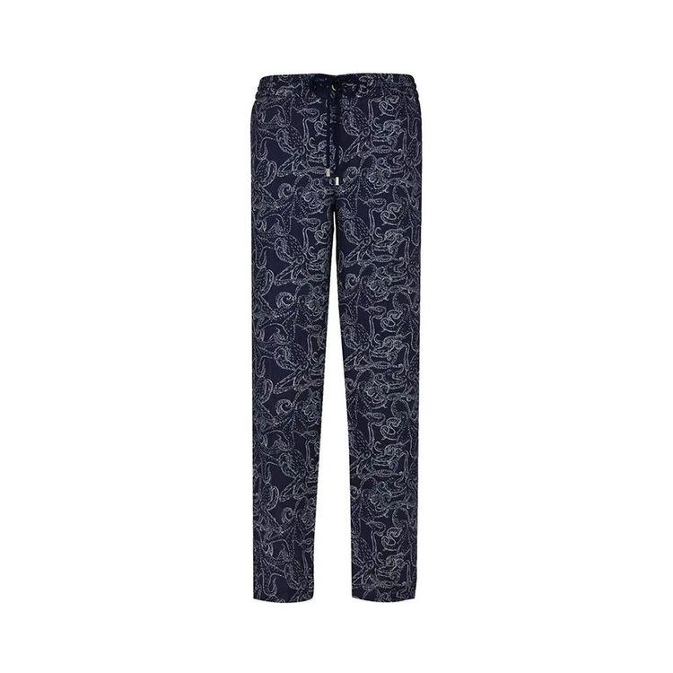 VILEBREQUIN teget muške lanene pantalone na hobotnice