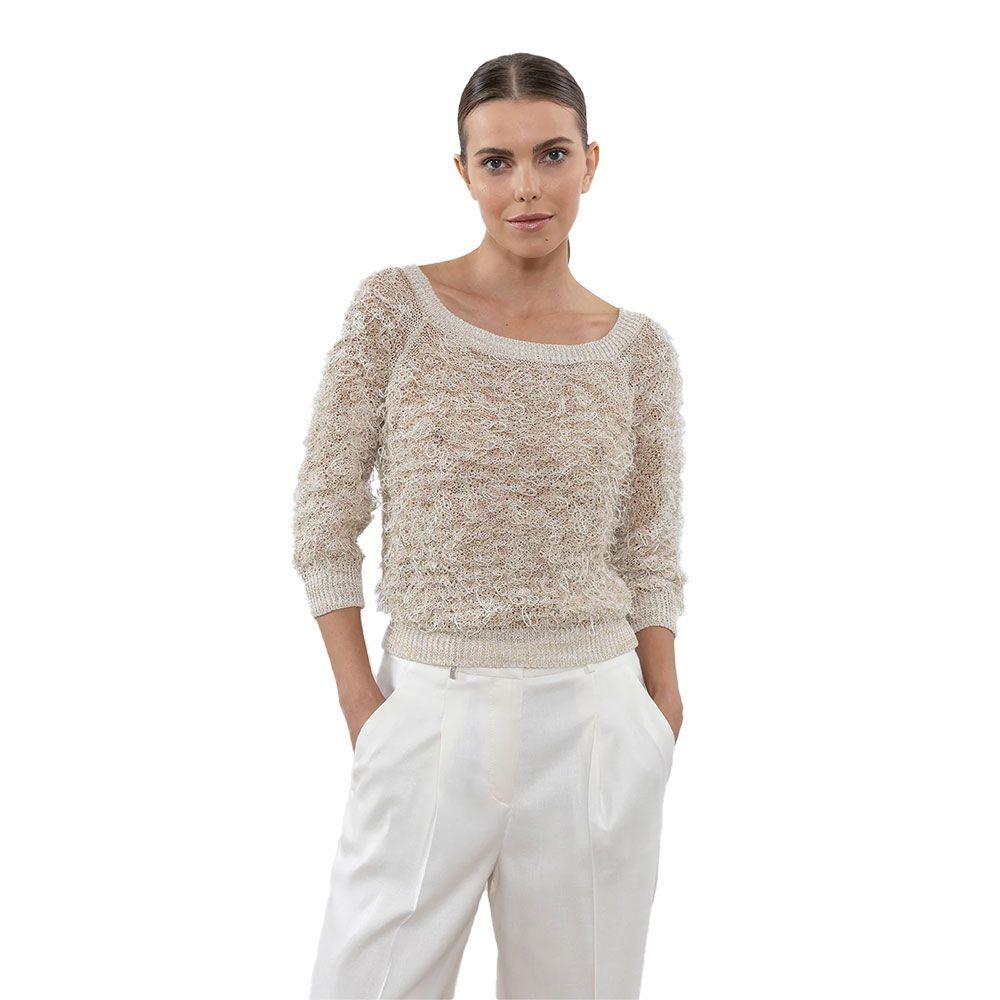 PESERICO bež-zlatna ženska čupava majica