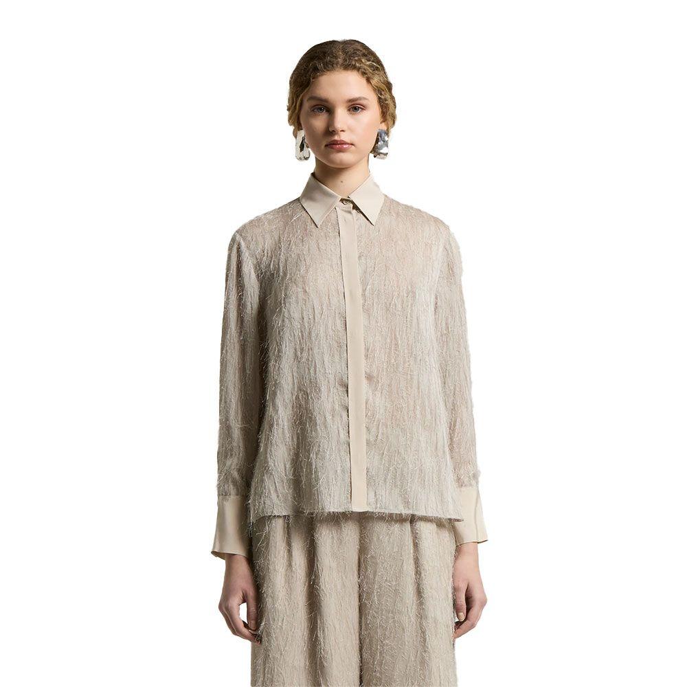 PESERICO bež ženska košulja sa svilenim nitima