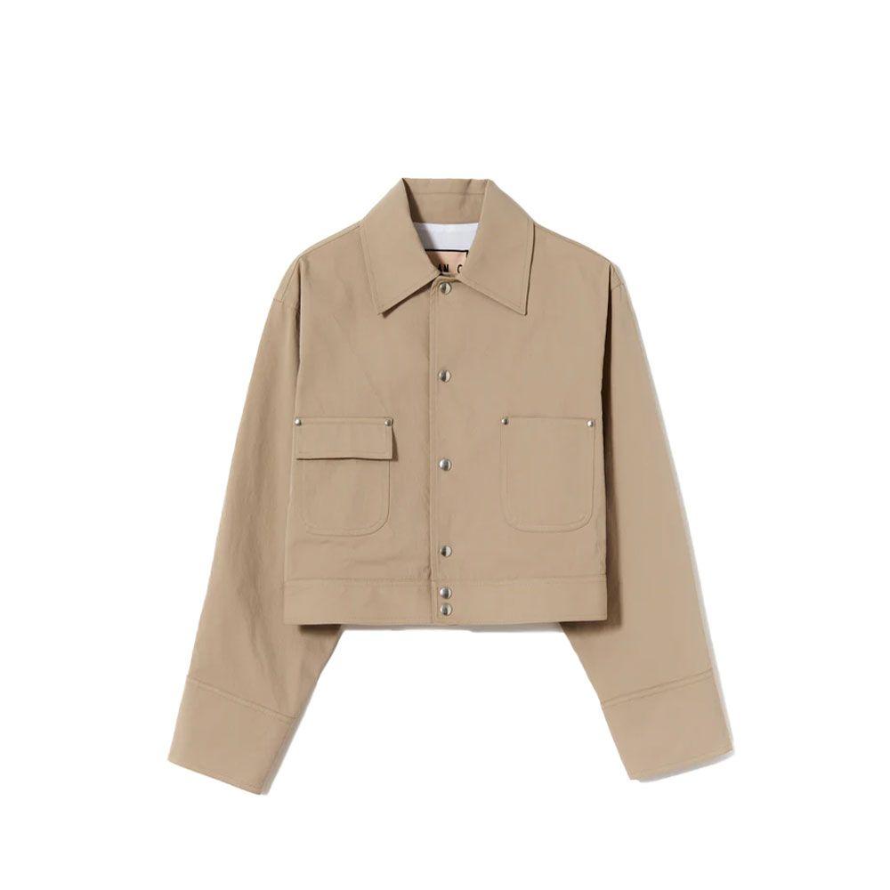 PLAN C bež ženska jakna sa 2 džepa i nitnama