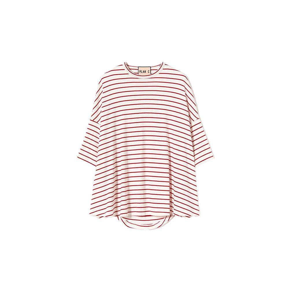 PLAN C bijelo-crvena ženska prugasta majica širokih rukava