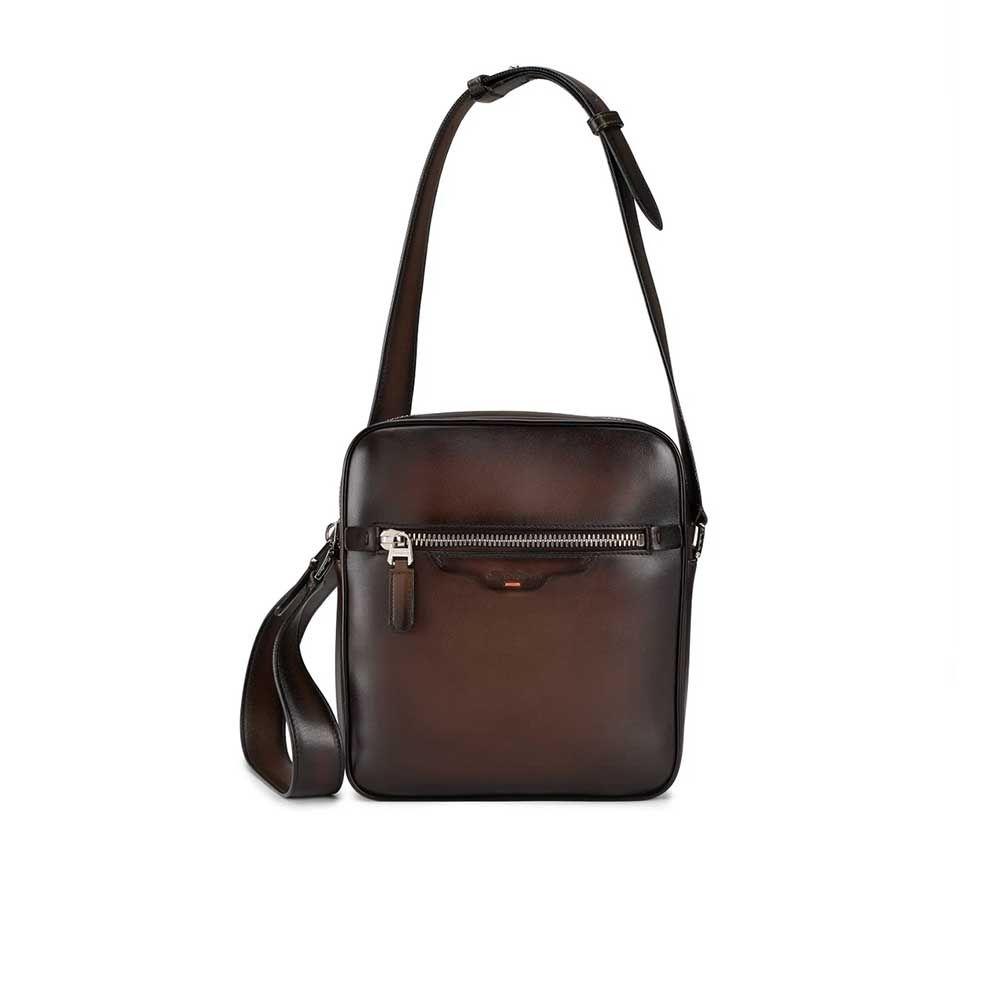 SANTONI braon muška crossbody kožna torba