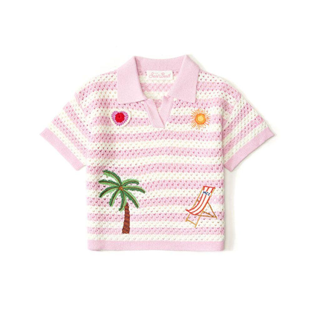 MC2 SAINT BARTH roza dječija polo pletena majica sa prugama