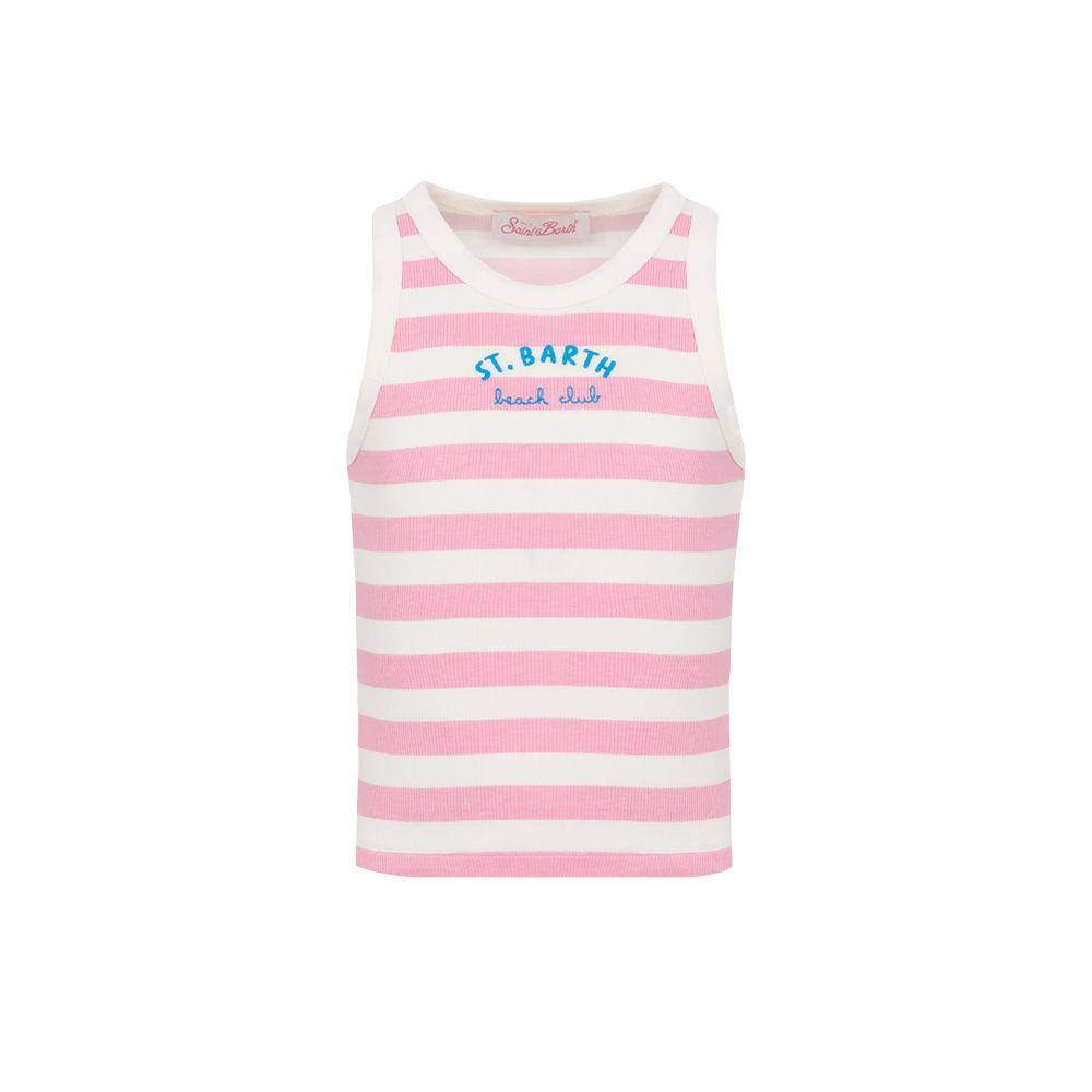 MC2 SAINT BARTH Beach Club bež dječija majica na roze pruge