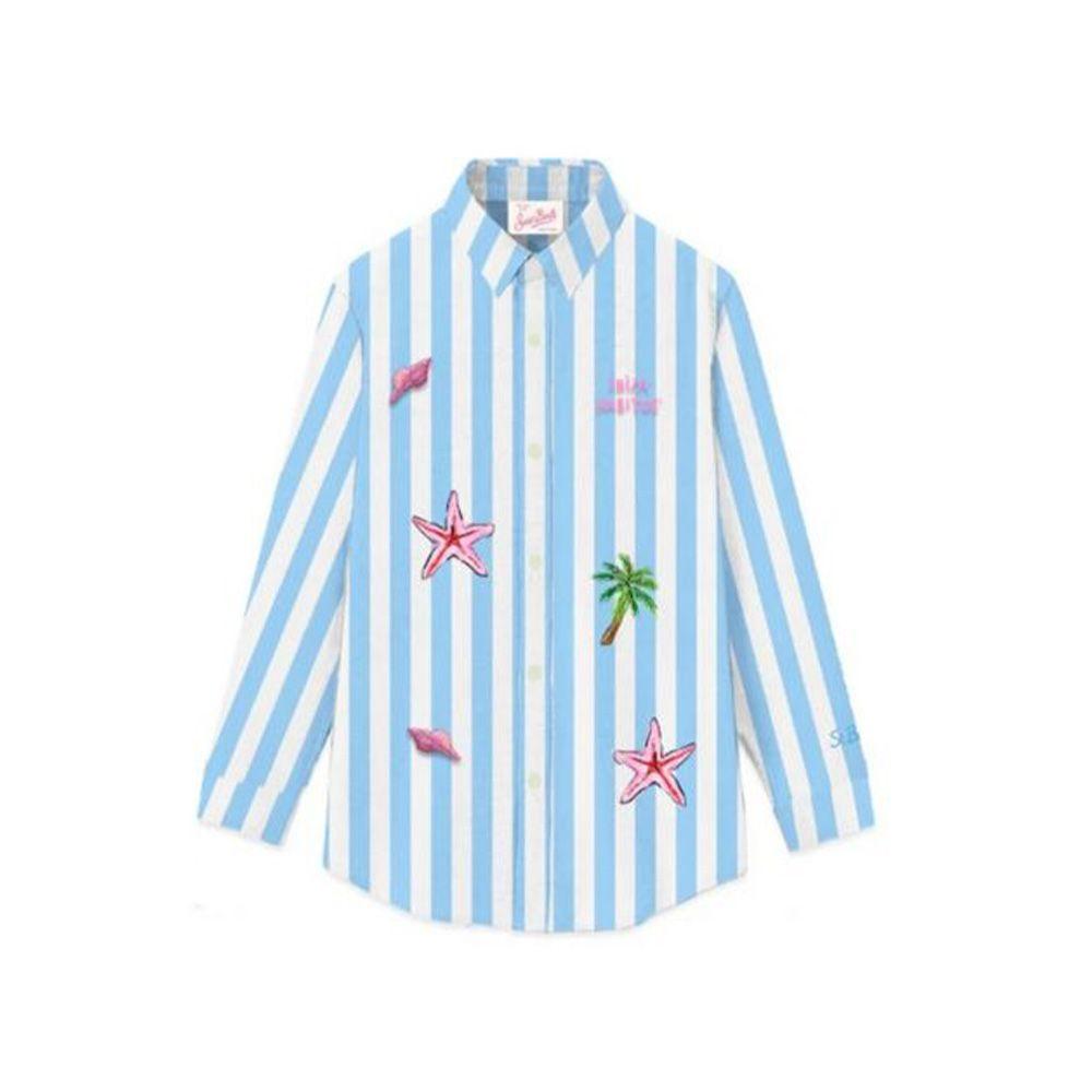 MC2 SAINT BARTH plavo-bijela dječija prugasta košulja sa izvezenim detaljima