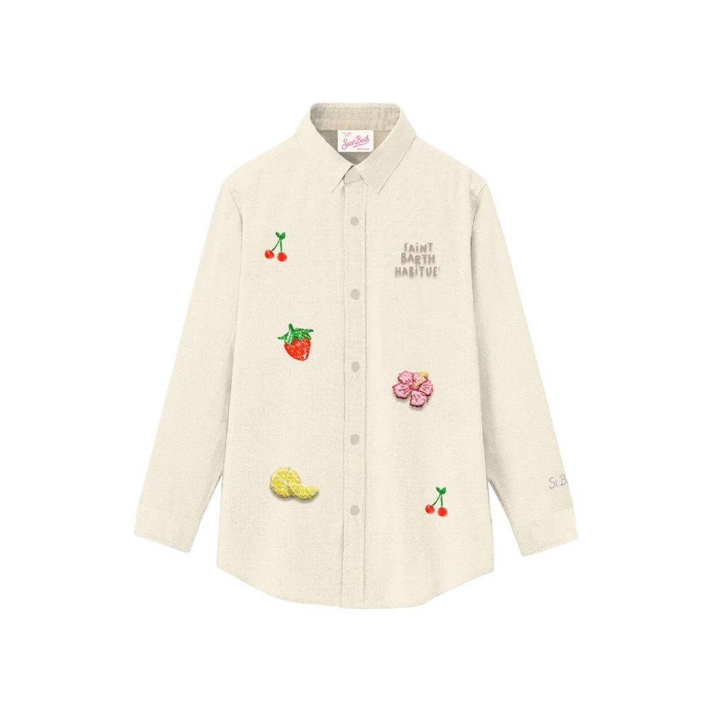 MC2 SAINT BARTH mliječno bijela dječija košulja se izvezenim voćem