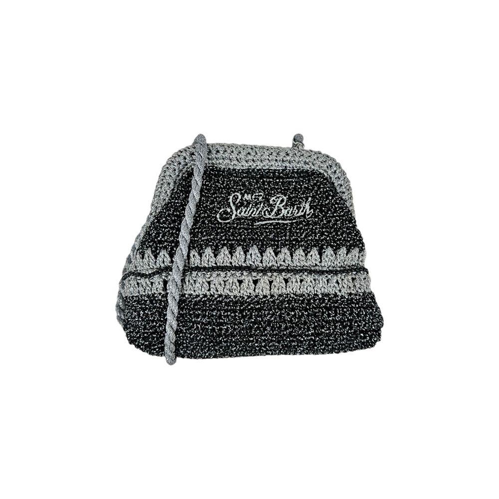 MC2 SAINT BARTH Crochet Pouch srebrno-crna heklana ženska torbica