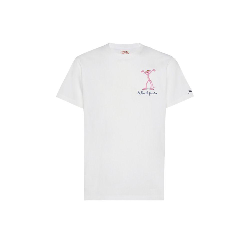 MC2 SAINT BARTH bijela muška majica sa Pink panterom i ispisom "St. Barth j'arrive"